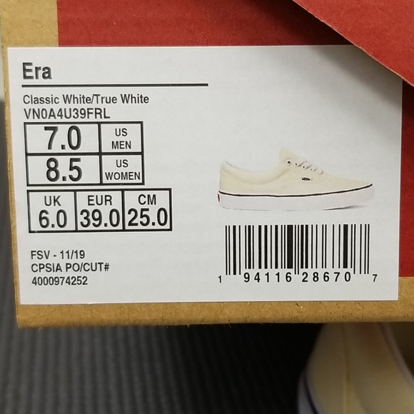 Vans Era Classic Sneakers Shoes Cream/White Womens - Picture 10 of 11